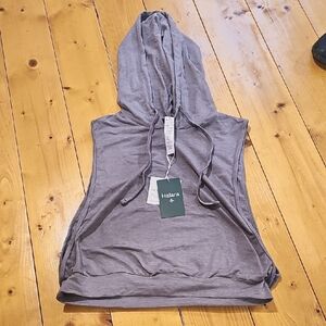 HALARA Hooded Drawstring Sleeveless Cropped Running Tank Top